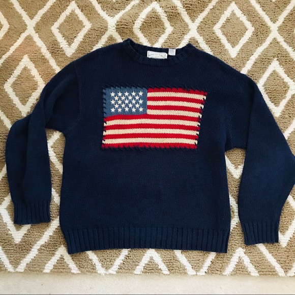 American Eagle Outfitters Other - AMERICAN EAGLE men’s Vtg USA flag sweater navy XL